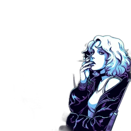 jacket, dress, face, comic book art transparent PNG cut-out