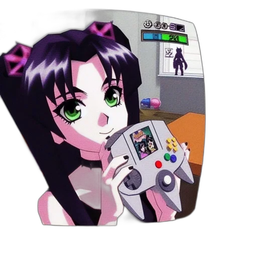 vaporwave, anime, pixel art, cyberpunk transparent PNG cut-out