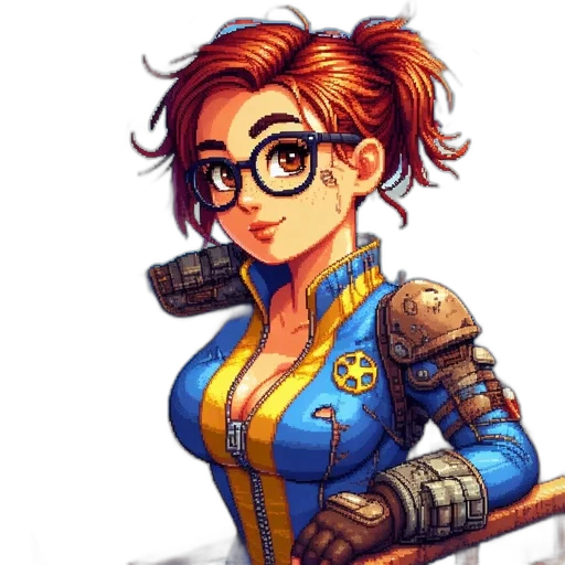 staff, robot, pixel art, comic book art transparent PNG cut-out
