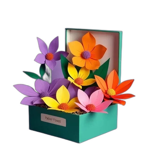 flower, 3d render, colorful, box transparent PNG cut-out