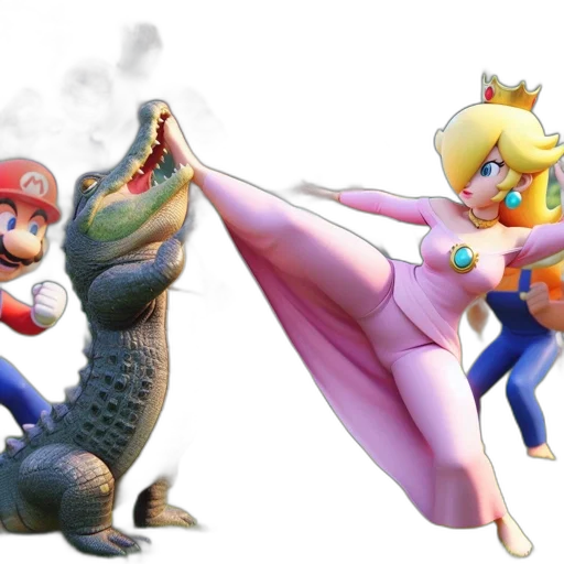 concept art, 3d render, mario, princess transparent PNG cut-out