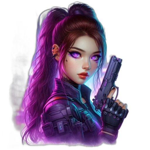weapon, staff, face, cyberpunk transparent PNG cut-out