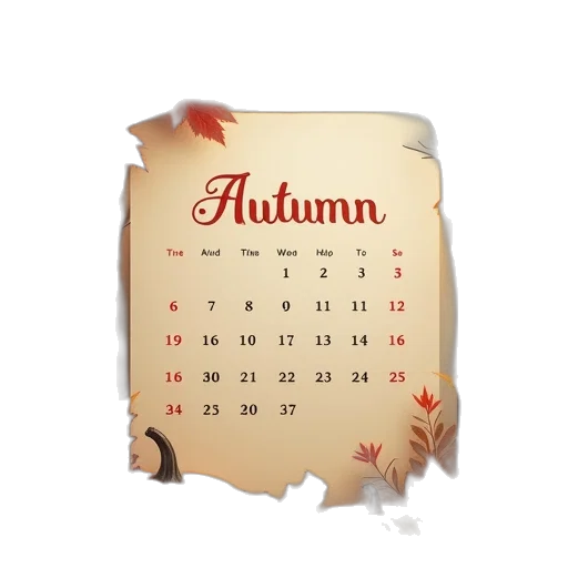 autumn, calendar transparent PNG cut-out