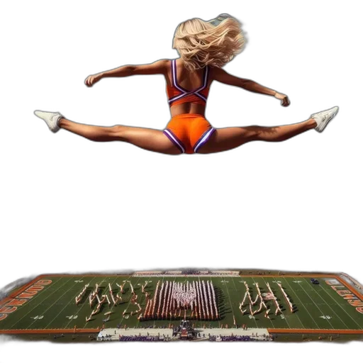 concept art, cheerleader, orange, white transparent PNG cut-out