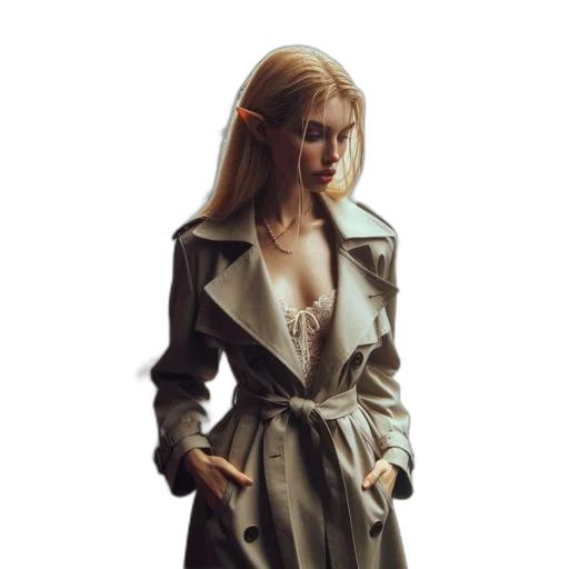 jacket, dress, jewelry, hair transparent PNG cut-out
