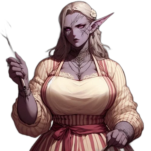 dress, staff, jewelry, concept art transparent PNG cut-out