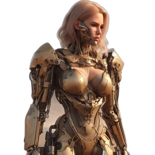 robot, dress, weapon, concept art transparent PNG cut-out