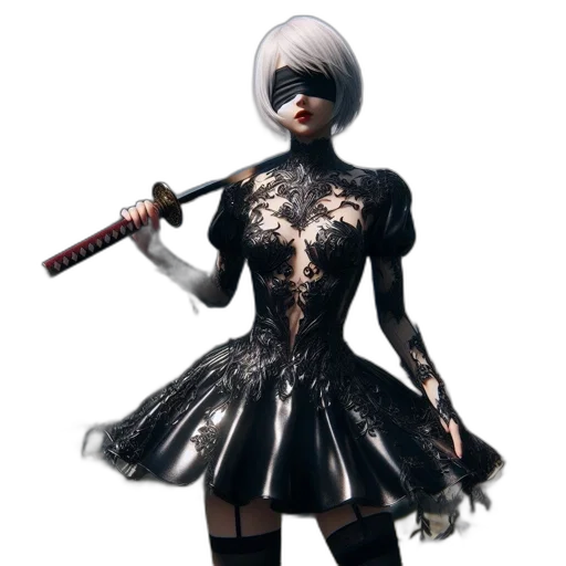 dress, weapon, staff, concept art transparent PNG cut-out