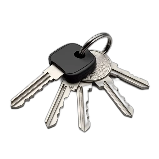 jewelry, set, silver, keys transparent PNG cut-out