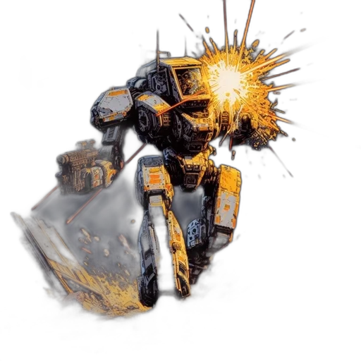 robot, weapon, concept art, pixel art transparent PNG cut-out