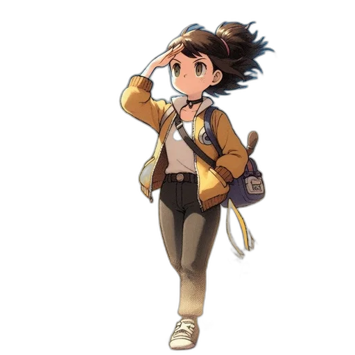 jacket, staff, hat, weapon transparent PNG cut-out