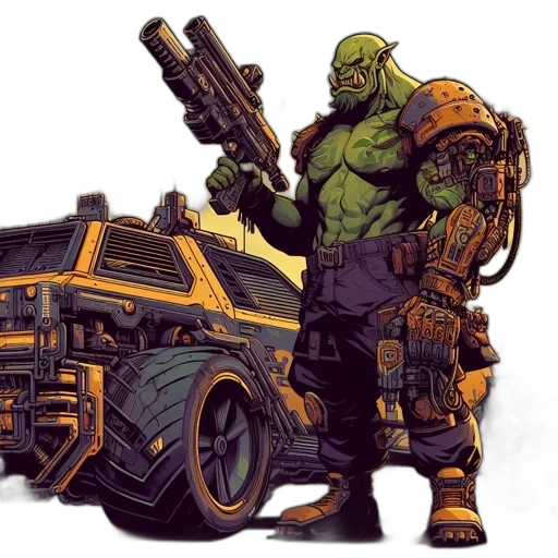 weapon, comic book art, concept art, cyberpunk transparent PNG cut-out