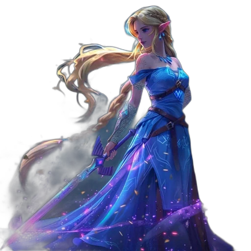 dress, staff, dragon, sword transparent PNG cut-out