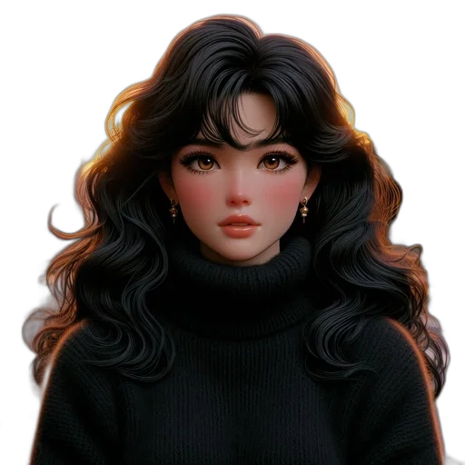 jewelry, face, hair, jacket transparent PNG cut-out