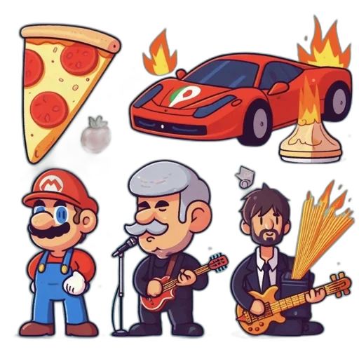 car, concept art, pixel art, cartoon transparent PNG cut-out