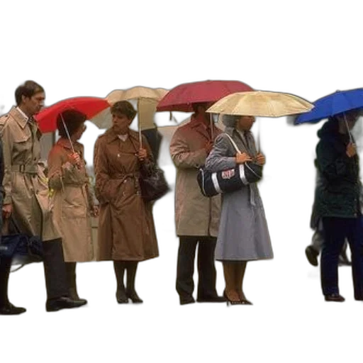 umbrella, staff, jacket, photorealistic transparent PNG cut-out