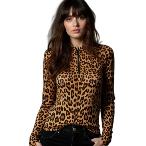 jacket, leopard, top, has transparent PNG cut-out