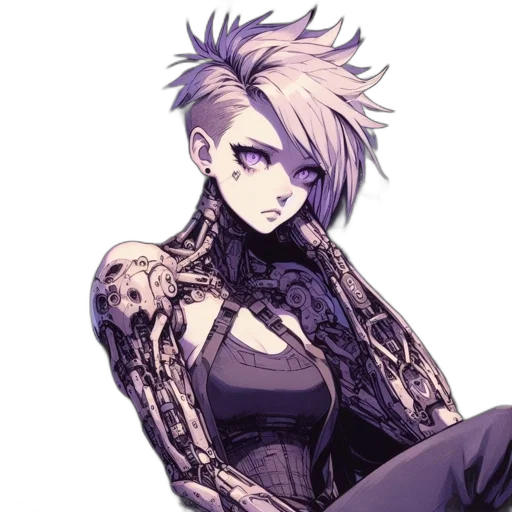 jacket, dress, jewelry, cyberpunk transparent PNG cut-out