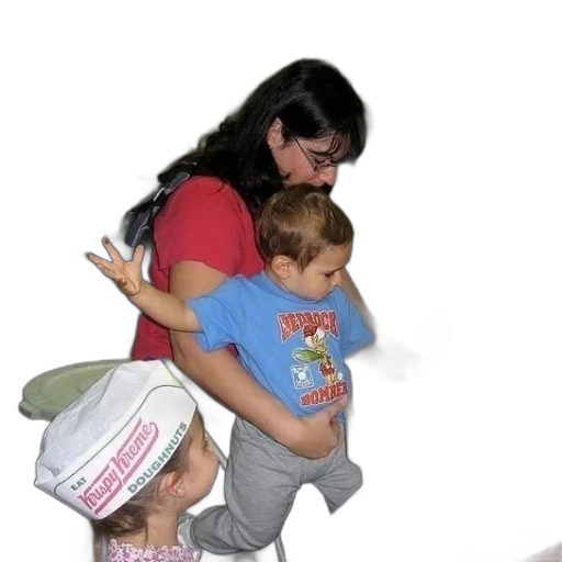 hat, woman, two, children transparent PNG cut-out