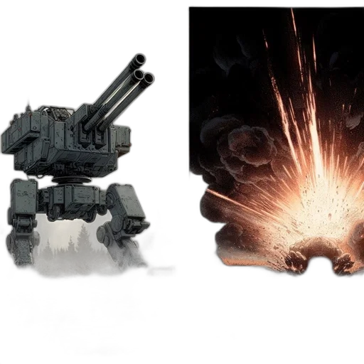 weapon, robot, concept art, 3d render transparent PNG cut-out