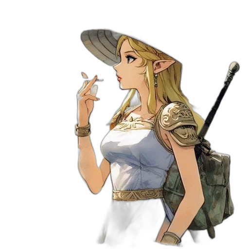 staff, dress, hat, weapon transparent PNG cut-out