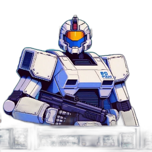 robot, weapon, concept art, pixel art transparent PNG cut-out