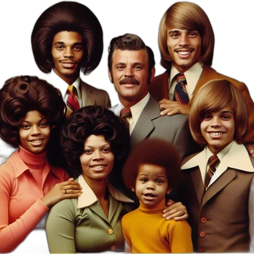 hair, 1970s, 1980s, family transparent PNG cut-out