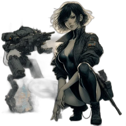 jacket, weapon, robot, concept art transparent PNG cut-out