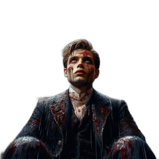 jacket, face, concept art, cyberpunk transparent PNG cut-out