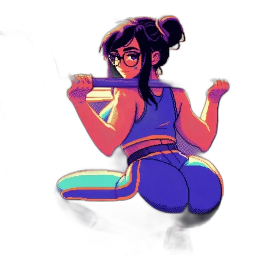 staff, concept art, vaporwave, pixel art transparent PNG cut-out