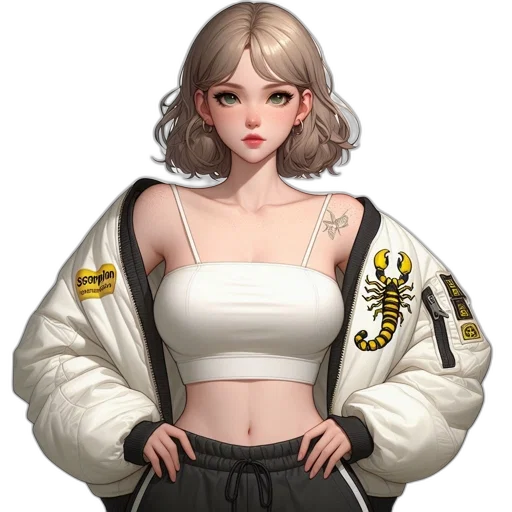 jacket, staff, jewelry, concept art transparent PNG cut-out