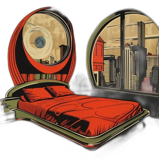 furniture, concept art, red, futuristic transparent PNG cut-out