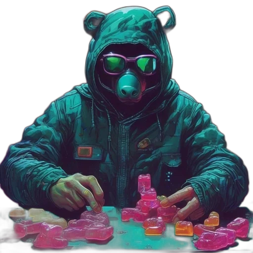 jacket, mask, creature, cyberpunk transparent PNG cut-out