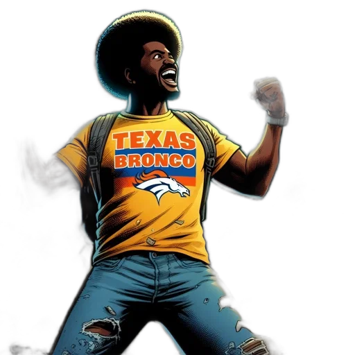 man, yellow, texas, bronco transparent PNG cut-out