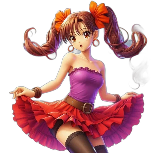 dress, staff, anime, fantasy art transparent PNG cut-out