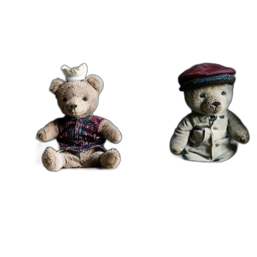 3d render, two, dressed, teddy transparent PNG cut-out