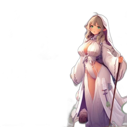 dress, staff, sword, fantasy art transparent PNG cut-out