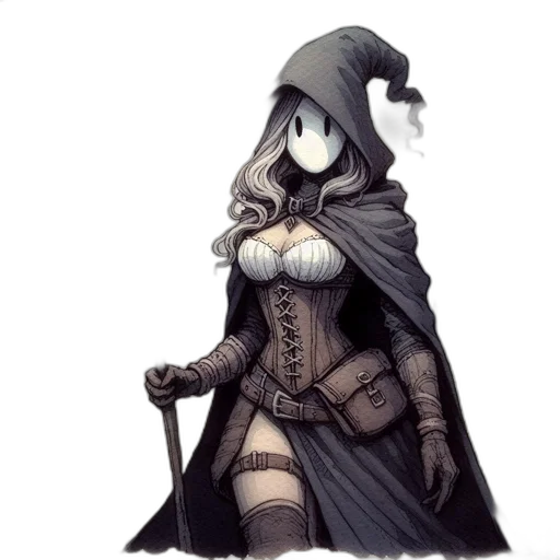 hat, staff, mask, dress transparent PNG cut-out