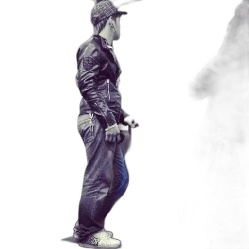 jacket, staff, robot, weapon transparent PNG cut-out