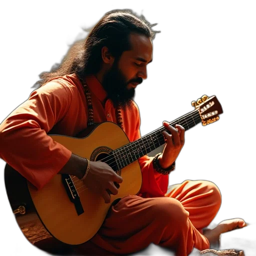 oil painting, bhajan, guitar, chords transparent PNG cut-out