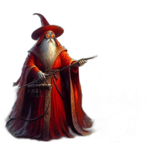 staff, hat, dragon, fantasy art transparent PNG cut-out