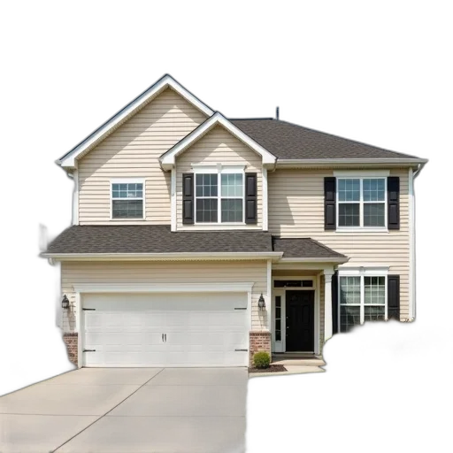 3d render, two-story, suburban, house transparent PNG cut-out