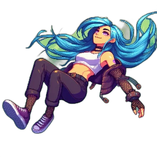 hair, pixel art, concept art, vaporwave transparent PNG cut-out