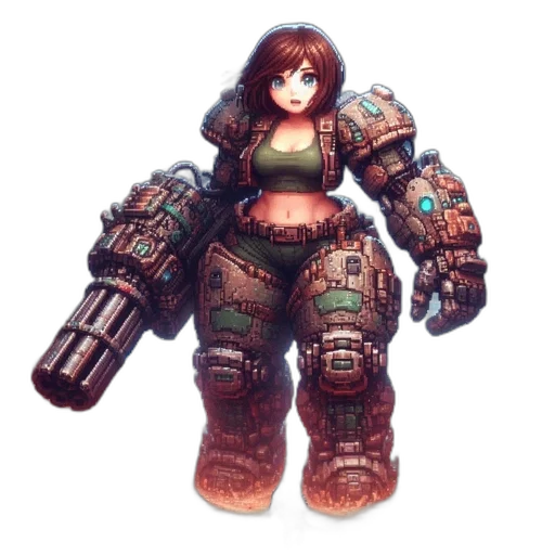 robot, weapon, concept art, pixel art transparent PNG cut-out