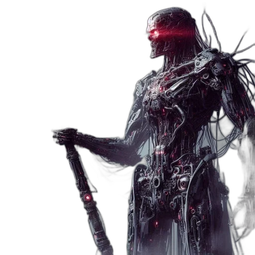 robot, cyberpunk, concept art, 3d render transparent PNG cut-out
