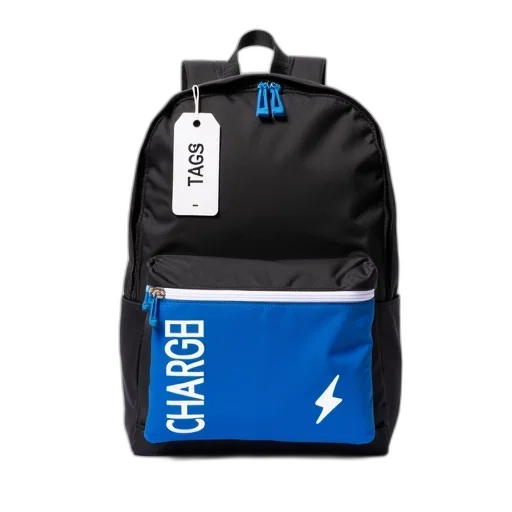 jacket, black, blue, backpack transparent PNG cut-out