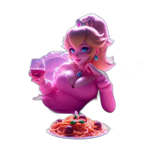 food, concept art, 3d render, vaporwave transparent PNG cut-out
