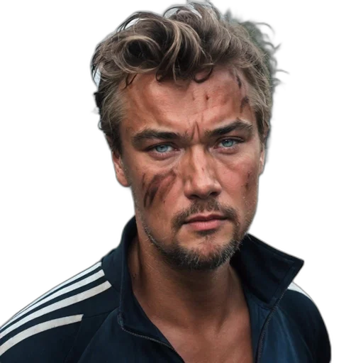 face, hair, jacket, staff transparent PNG cut-out