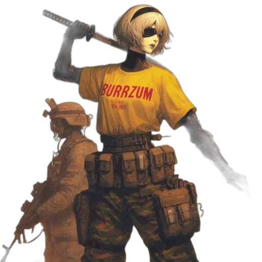 weapon, staff, jacket, robot transparent PNG cut-out