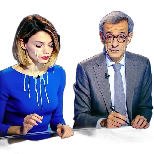 cartoon, watercolor, two, newscasters transparent PNG cut-out
